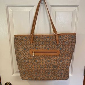 Sondra Roberts Squared Tote Bag or Laptop Bag Denim and Cork
